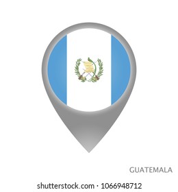 Map pointer with flag of Guatemala. Gray abstract map icon. Vector Illustration.