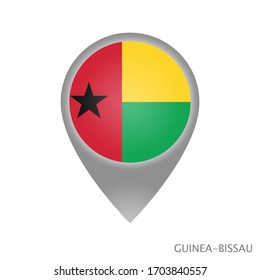 Map pointer with flag of Guinea-Bissau. Colorful pointer icon for map. Vector Illustration.