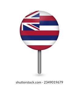 Map pointer with flag of Hawaii. Vector illustration.