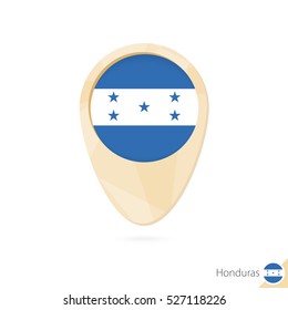Map pointer with flag of Honduras. Orange abstract map icon. Vector Illustration.