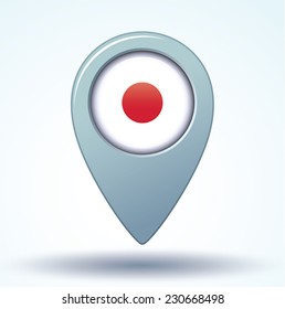 Map pointer Flag of Japan, vector illustration.