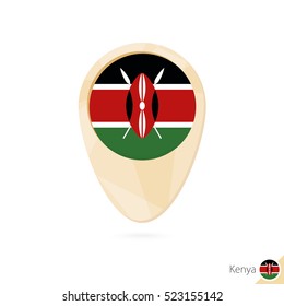 Map pointer with flag of Kenya. Orange abstract map icon. Vector Illustration.