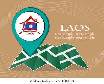map with pointer flag Laos vector illustration eps 10.