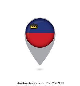 Map pointer with flag of Liechtenstein. Gray abstract map icon. Vector Illustration.