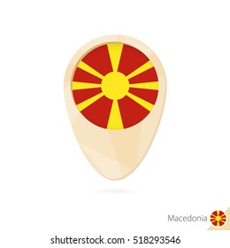 Map pointer with flag of Macedonia. Orange abstract map icon. Vector Illustration.
