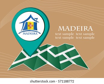 map with pointer flag Madeira vector illustration eps 10.