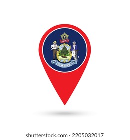 Map pointer with flag of Maine. Vector illustration.