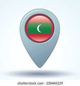 map pointer flag of Maldives, vector illustration