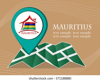 map with pointer flag Mauritius vector illustration eps 10.