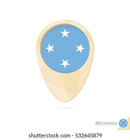 Map pointer with flag of Micronesia. abstract map icon. Vector Illustration.