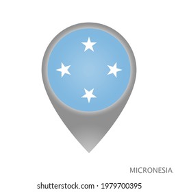 Map pointer with flag of Micronesia. Micronesia pointer map isolated icon. Vector Illustration