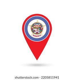 Map pointer with flag of Minnesota. Vector illustration.