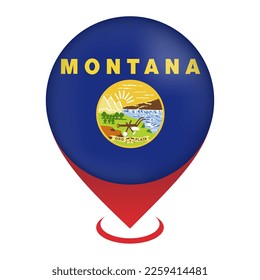 Map pointer with flag Montana state. Vector illustration.