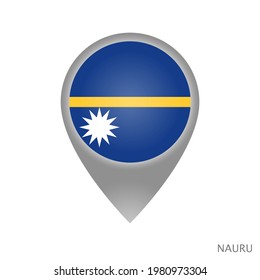 Map pointer with flag of Nauru. Nauru pointer map isolated icon. Vector Illustration