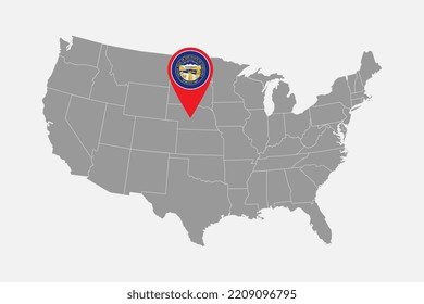 Map pointer with flag of Nebraska. Vector illustration.