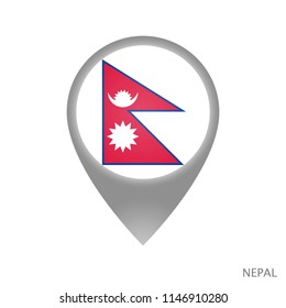 Map pointer with flag of Nepal. Gray abstract map icon. Vector Illustration.