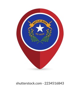 Map pointer with flag Nevada state. Vector illustration.