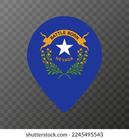 Map pointer with flag Nevada state. Vector illustration.