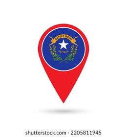 Map pointer with flag of Nevada. Vector illustration.