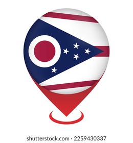 Map pointer with flag Ohio state. Vector illustration.
