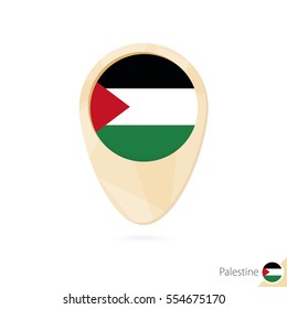 Map pointer with flag of Palestine. Orange abstract map icon. Vector Illustration.