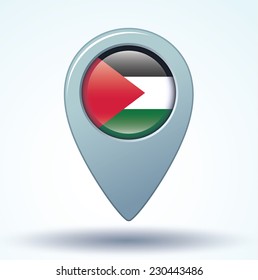 map pointer flag of Palestine, vector illustration