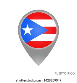 Map pointer with flag of Puerto Rico. Colorful pointer icon for map. Vector Illustration.