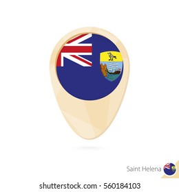 Map pointer with flag of Saint Helena. Orange abstract map icon. Vector Illustration.