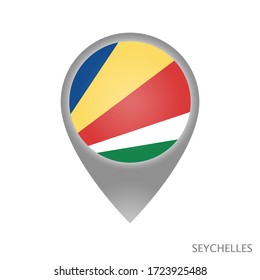 Map pointer with flag of Seychelles. Colorful pointer icon for map. Vector Illustration.