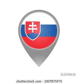 Map pointer with flag of Slovakia. Gray abstract map icon. Vector Illustration.