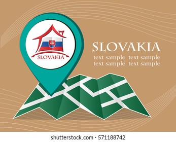 map with pointer flag Slovakia vector illustration eps 10.