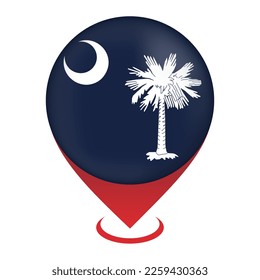 Map pointer with flag South Carolina state. Vector illustration.