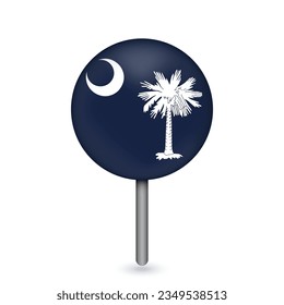 Map pointer with flag of South Carolina. Vector illustration.