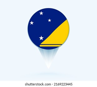 Map pointer with flag of Tokelau. Vector flag sign on blue background.