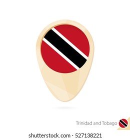 Map pointer with flag of Trinidad and Tobago. Orange abstract map icon. Vector Illustration.