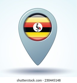 map pointer flag of Uganda, vector illustration