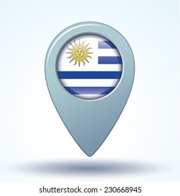 Map pointer Flag of Uruguay, vector illustration.