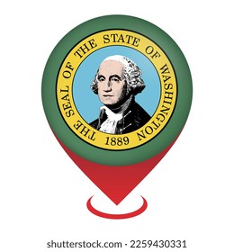 Map pointer with flag Washington state. Vector illustration.