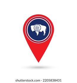 Map pointer with flag of Wyoming. Vector illustration.