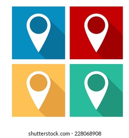 Map pointer  - flat icon with long shadow