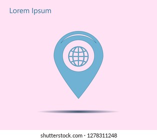 Map pointer flat icon, vector illustration. Flat design style