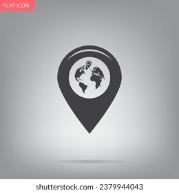 Map pointer flat icon, vector illustration. Flat design style