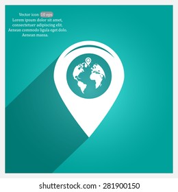 Map pointer flat icon, vector illustration. Flat design style