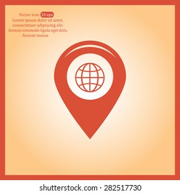 Map pointer flat icon, vector illustration. Flat design style