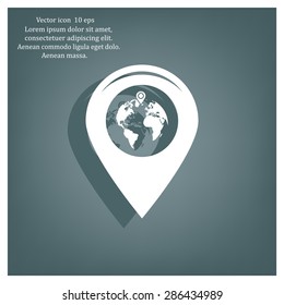 Map pointer flat icon, vector illustration. Flat design style