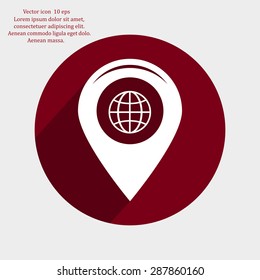 Map pointer flat icon, vector illustration. Flat design style