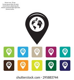 Map pointer flat icon, vector illustration. Flat design style