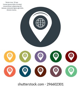 Map pointer flat icon, vector illustration. Flat design style