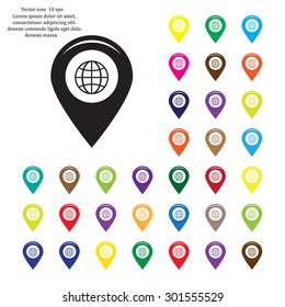 Map pointer flat icon, vector illustration. Flat design style