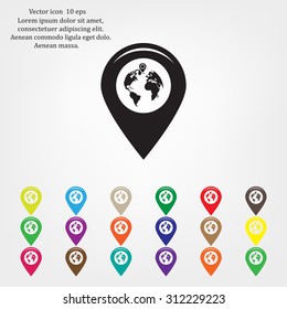 Map pointer flat icon, vector illustration. Flat design style